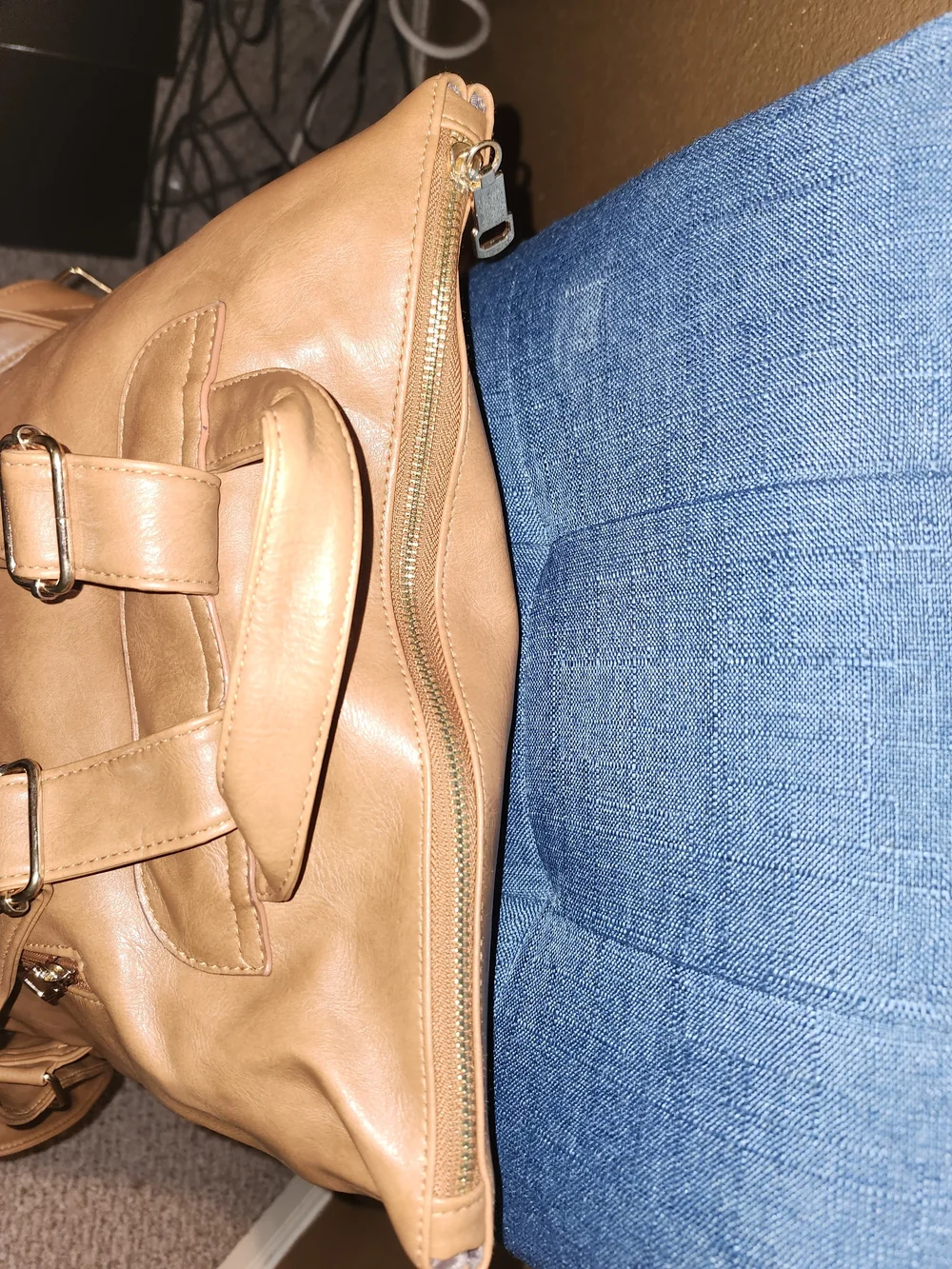 Cognac Leather Backpack/Tote Bag